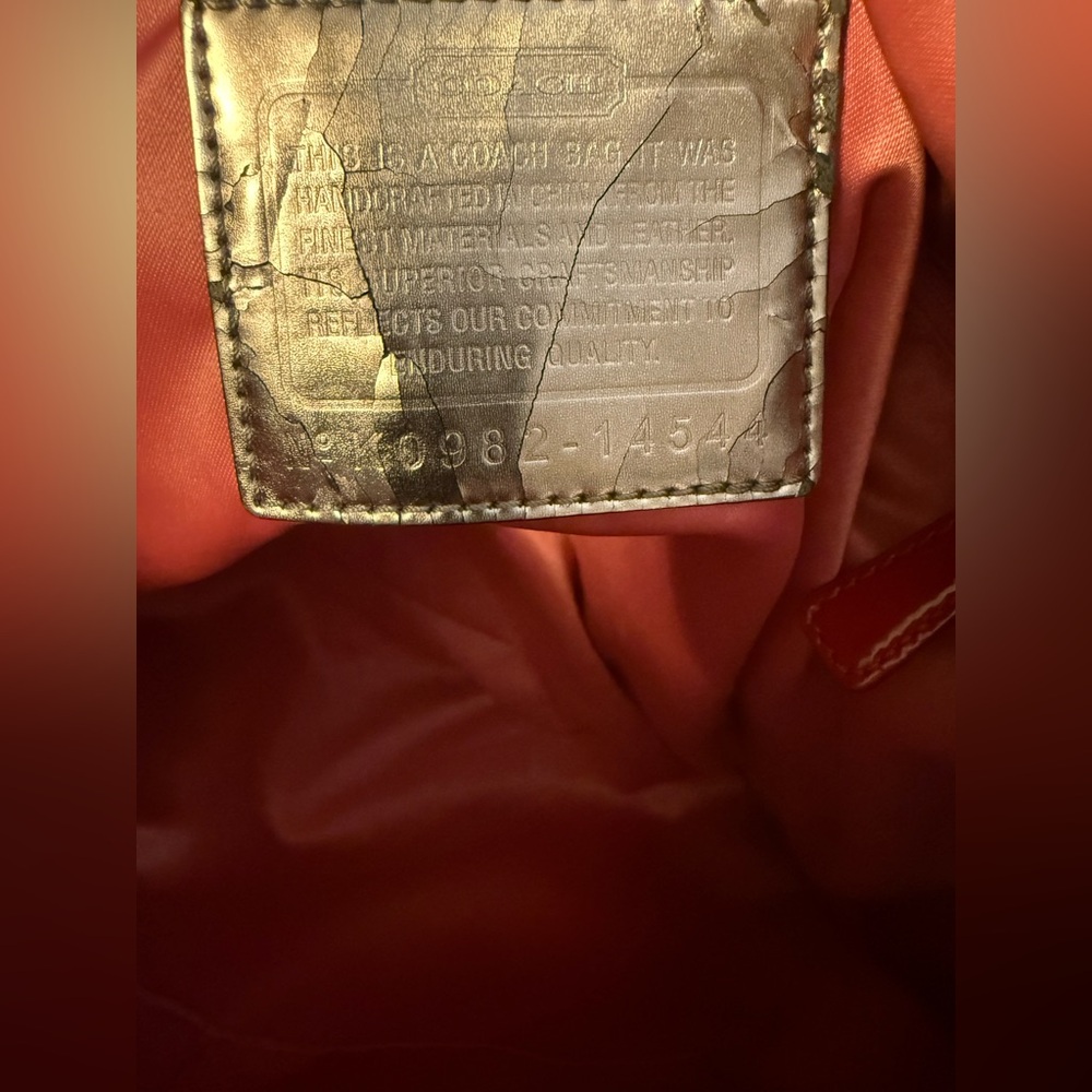Coach Cream Tote with Red Heart Accents and Straps - Picture 14 of 15
